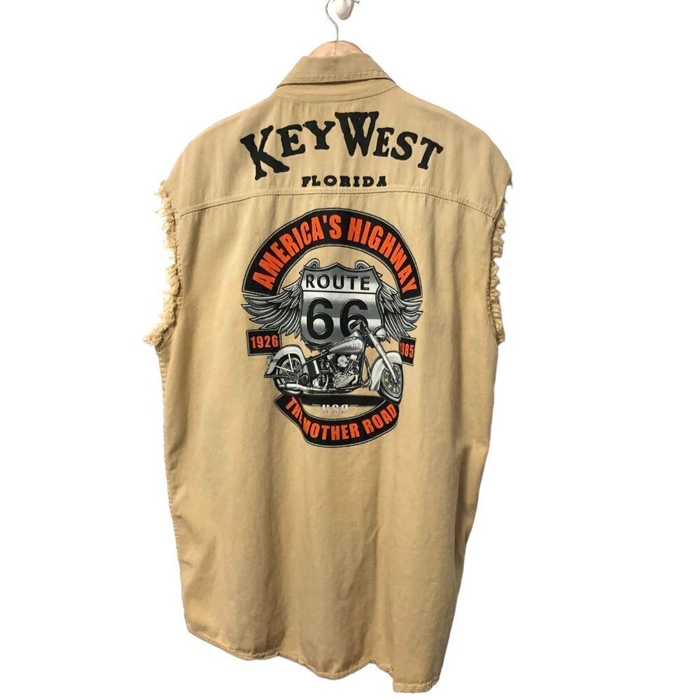 Biker Wear Vest Sz XL Route 66 America's Highway The Mother Road Key West FL - Picture 3 of 8